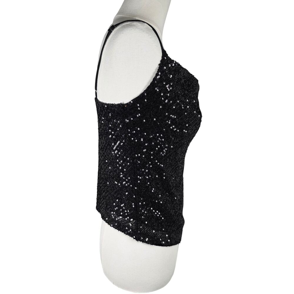 NWT XS‎ Leith Black Sequin Spaghetti Strap Lined Top - Picture 3 of 10
